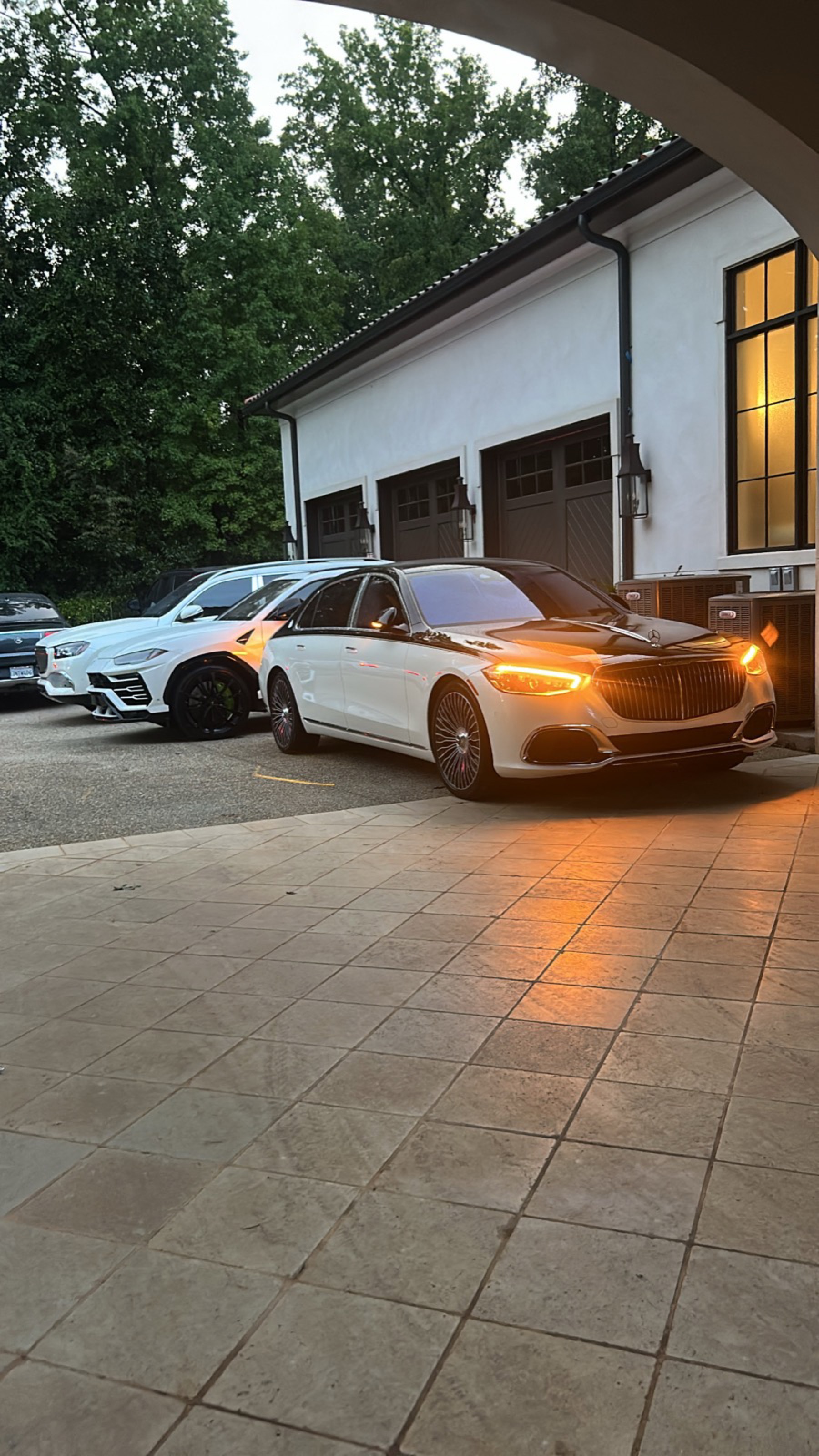 Luxury Maybach valet-parked at a private estate