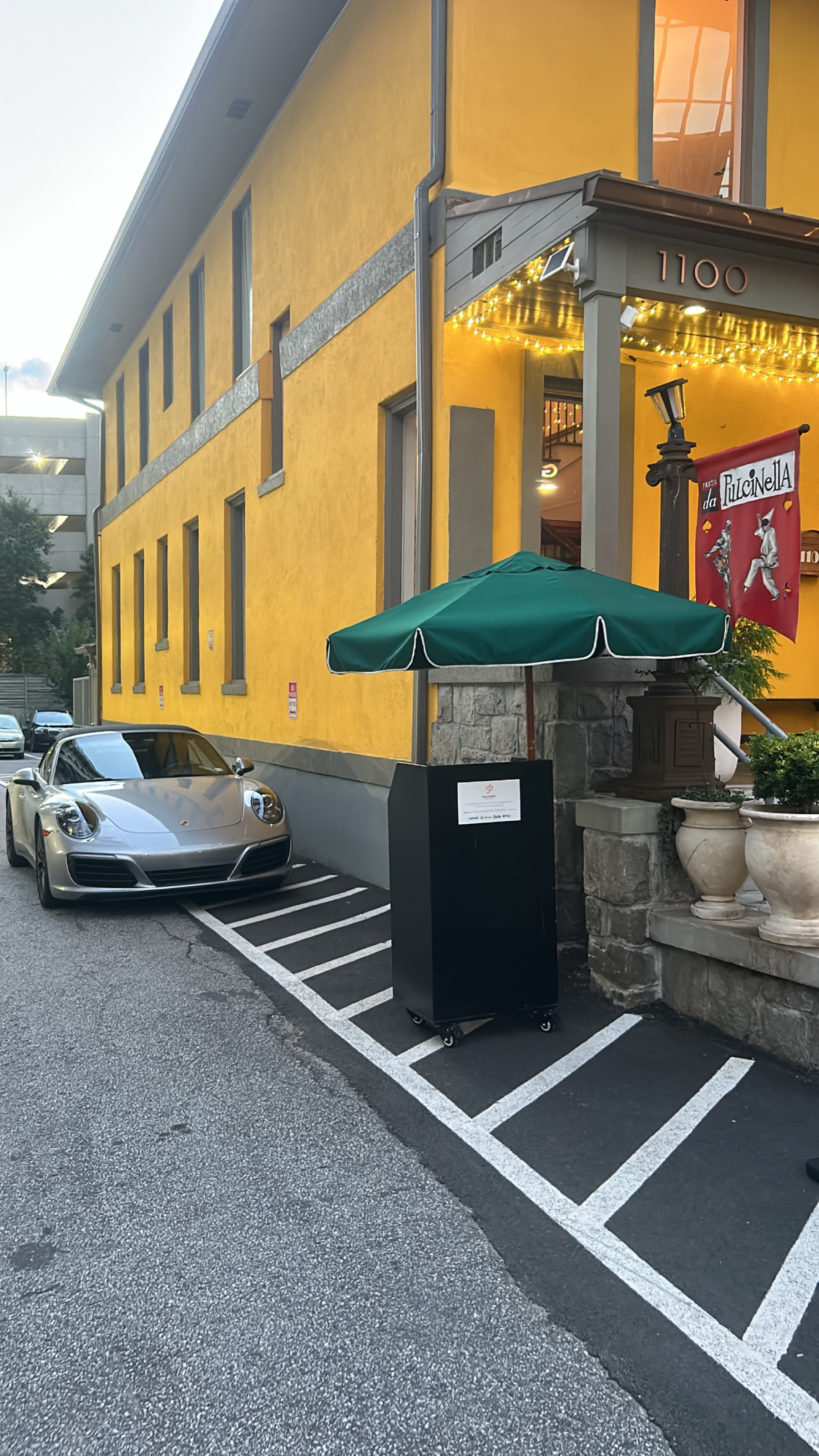 Valet podium outside Lucian Books and Wine